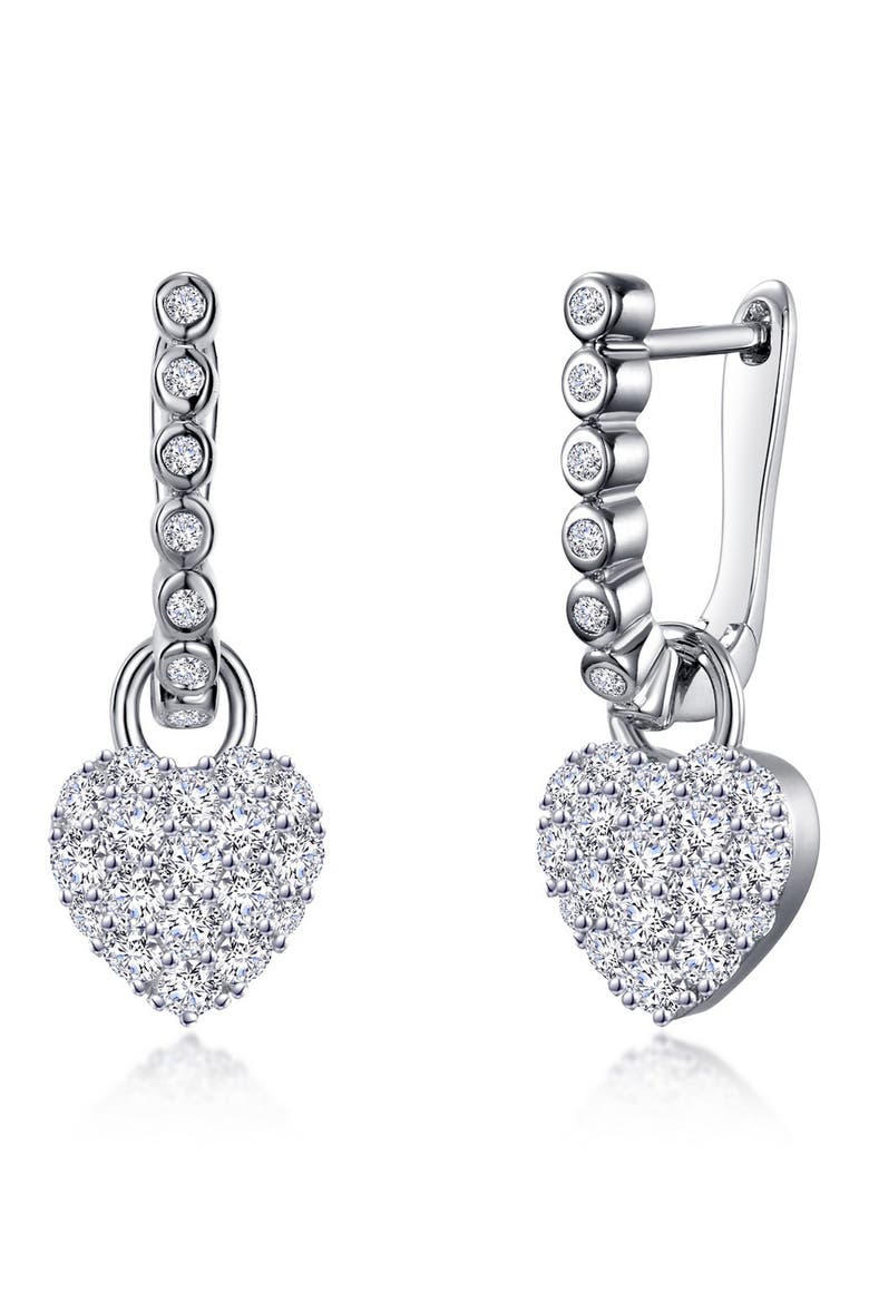 Simulated Diamond Heart Huggie Earrings, Main, color, WHITE