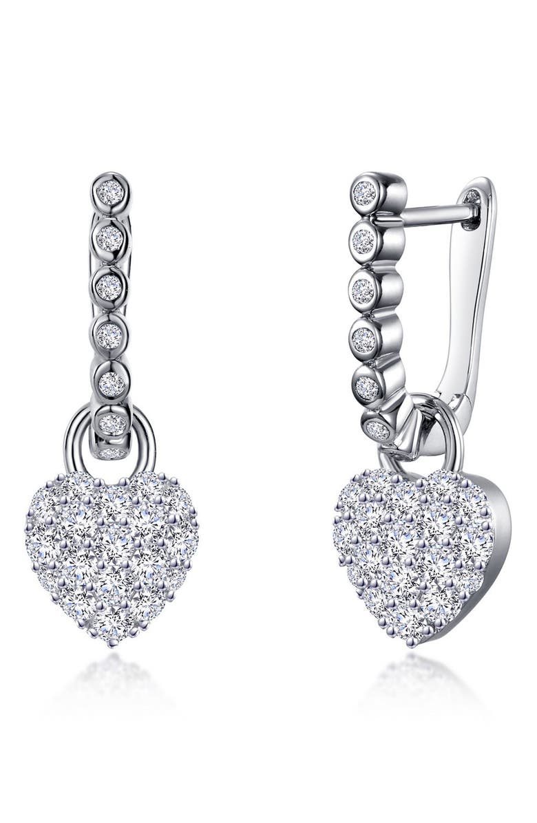 Lafonn Simulated Diamond Heart Huggie Earrings, Main, color, 