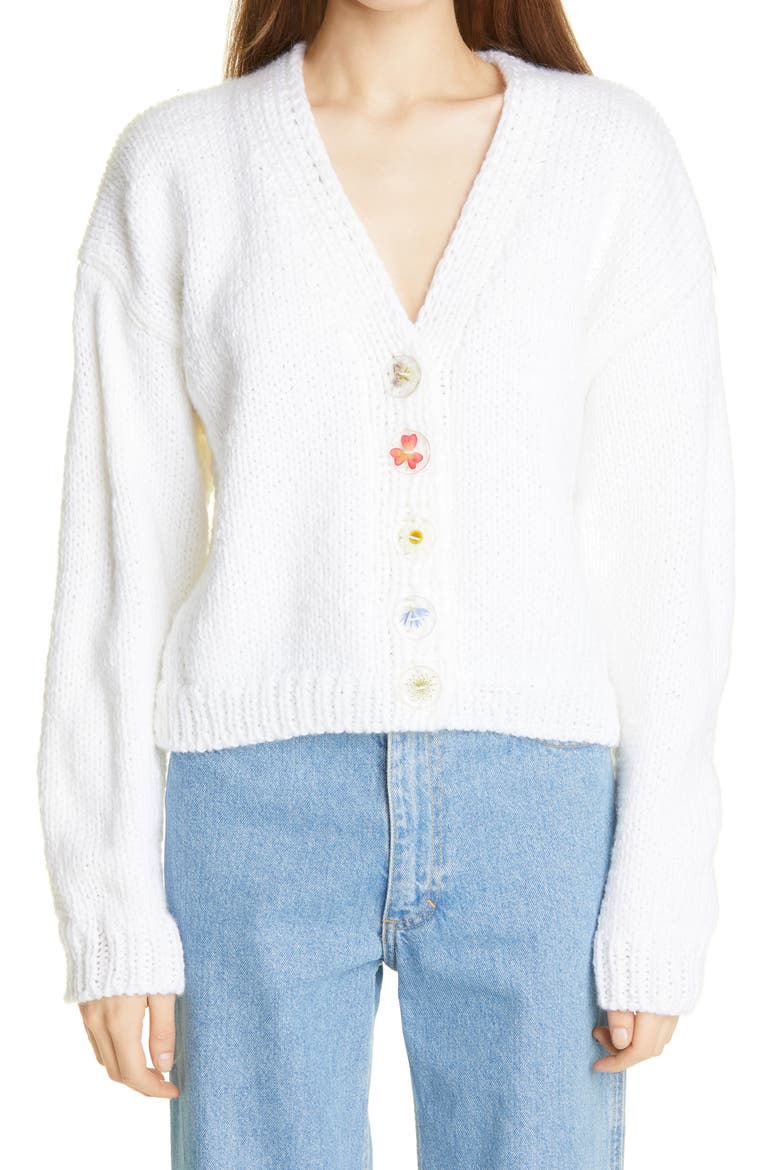 Lirika Matoshi x Dauphinette Oversize Cardigan, Main, color, WHITE/ MULTI FLOWER