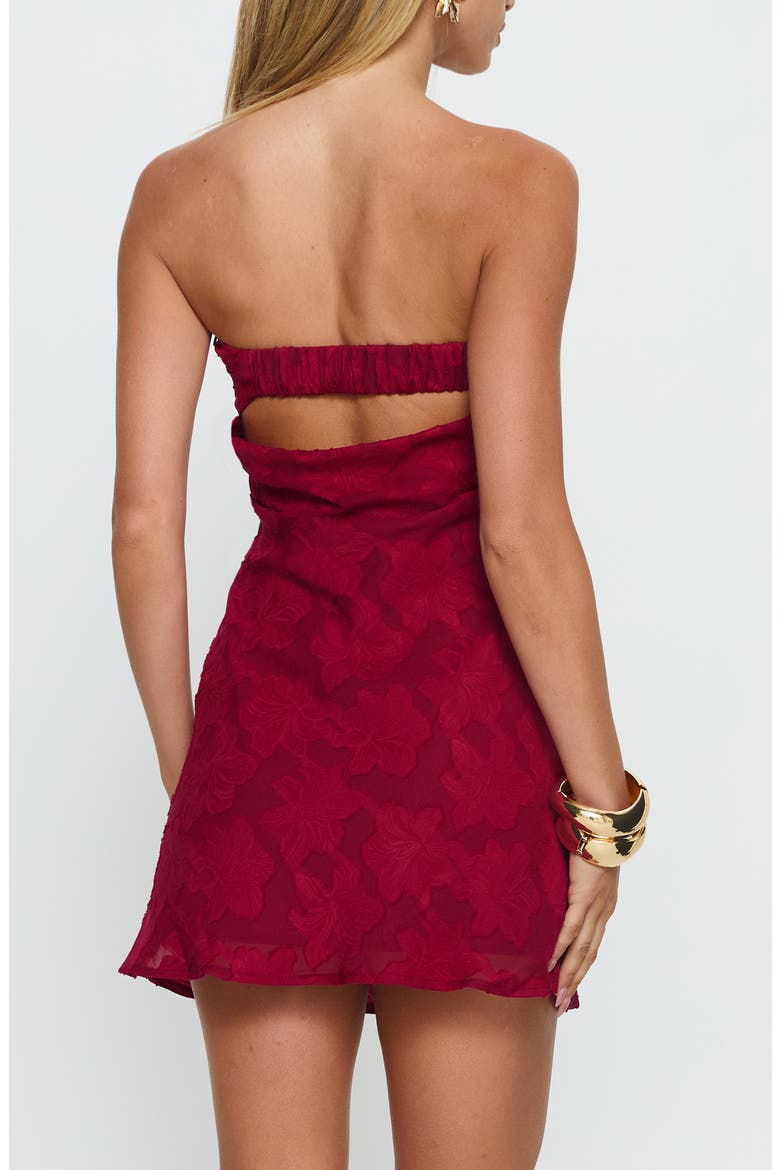 Phillipa Strapless Floral Jacquard Minidress, Alternate, color, BURGUNDY FLORAL