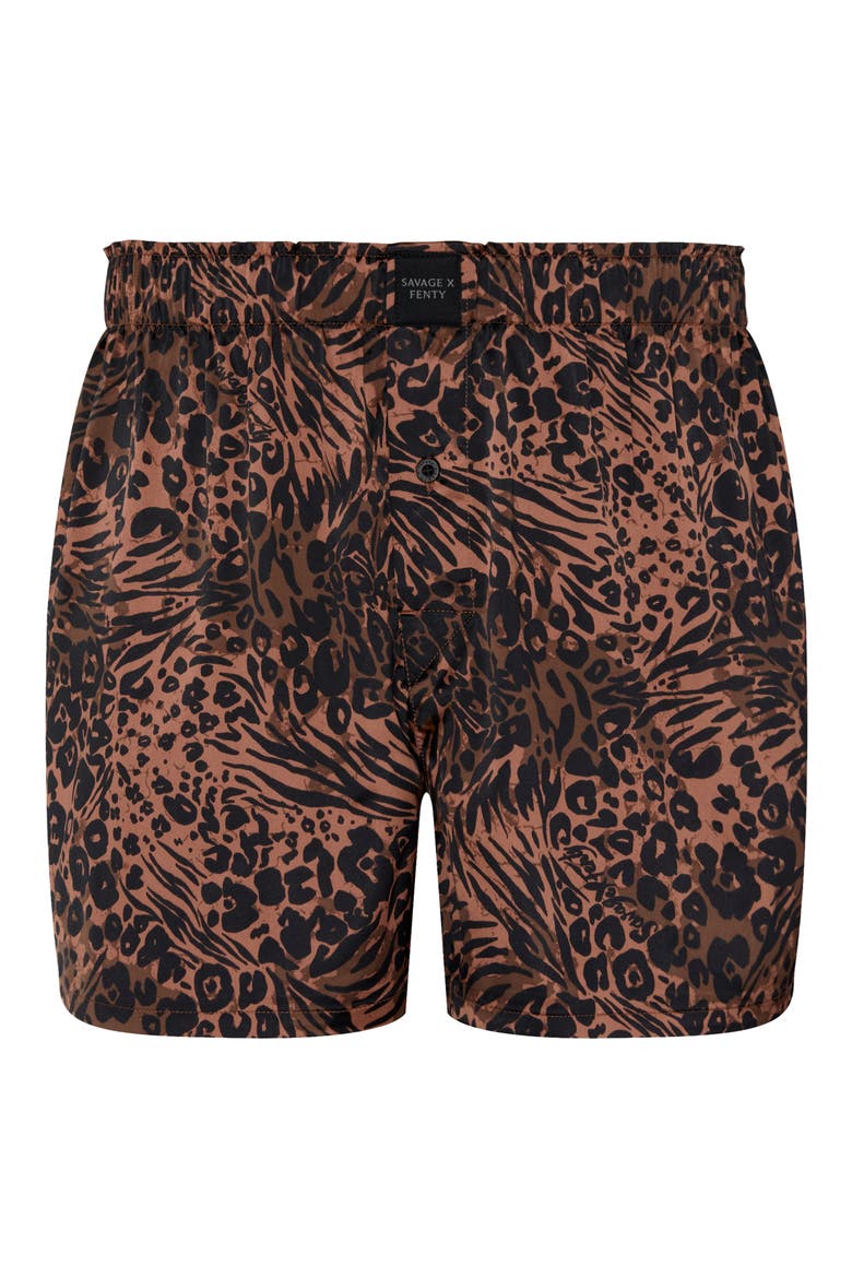 Savage X Satin Boxers, Alternate, color, GROUNDED BROWN SAVAGE INSTINCT