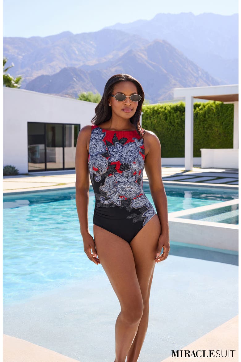 Steel Magnolias Regatta High Neck One-Piece Swimsuit, Alternate, color, BLACK/ MULTI