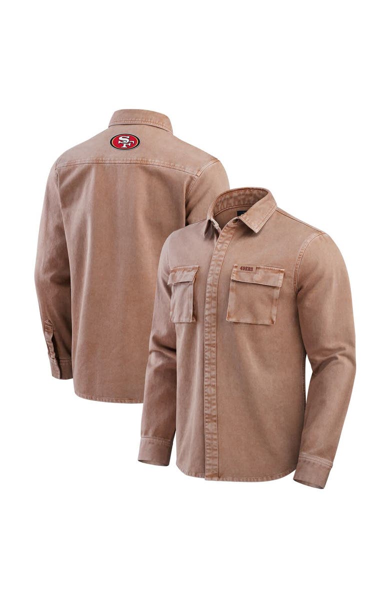 Darius Rucker Collection by Fanatics Men's Darius Rucker Collection by Fanatics Brown San Francisco 49ers Garment Dyed Long Sleeve Full Snap Shirt, Alternate, color, Brown