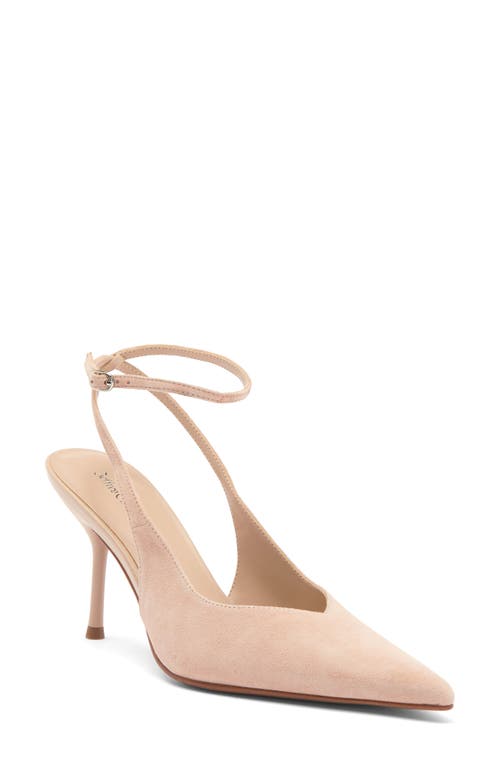 Jeffrey Campbell Executive Ankle Strap Pointed Toe Slingback Pump In Beige Suede
