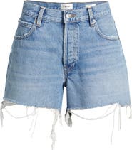 FRAME The Long Hang High Waist Denim Cutoff Shorts