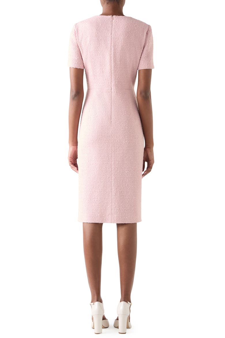 Carla Short Sleeve Tweed Sheath Dress, Alternate, color, PINK