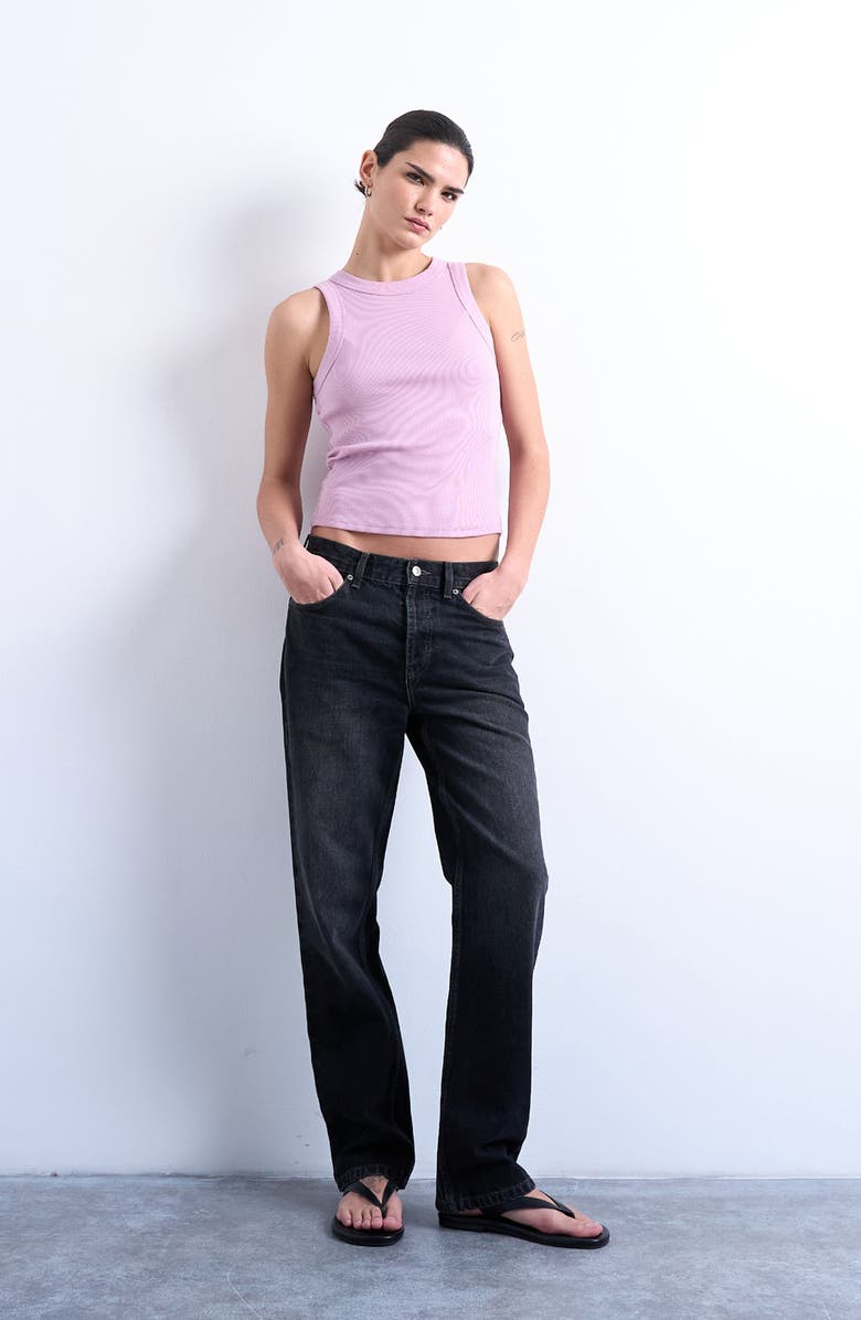 Topshop Rib Racerback Tank, Alternate, color, Pink