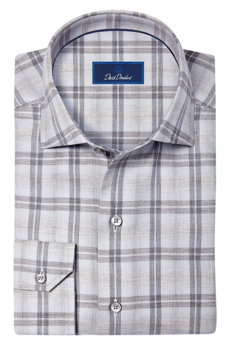 Melange Check Pima Cotton Sport Shirt, Alternate, color, HEATHER GREY