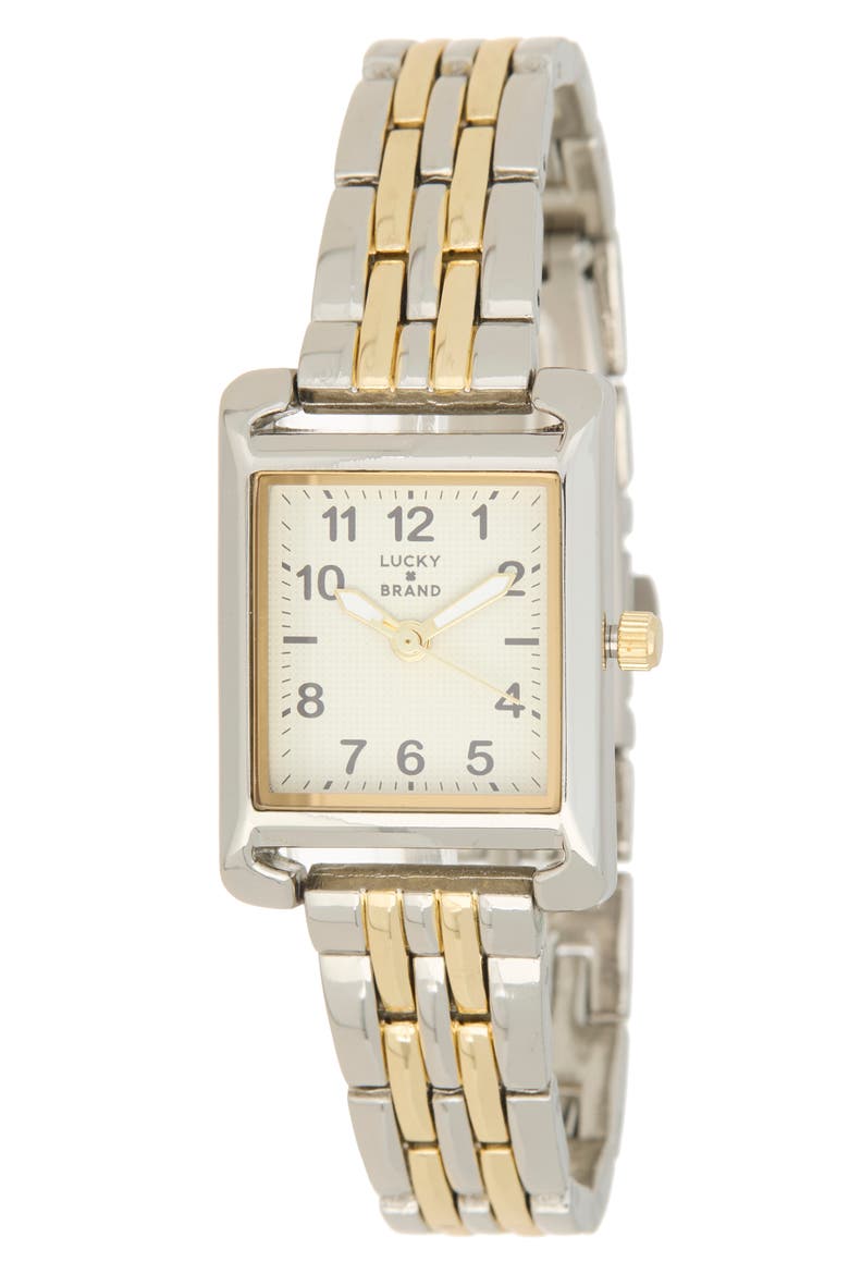 Rectangular Link Bracelet Watch, 23mm x 32mm, Main, color, TWO-TONE