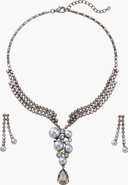 Modenaire Pearl Crystal Trickling Necklace and Earring Set