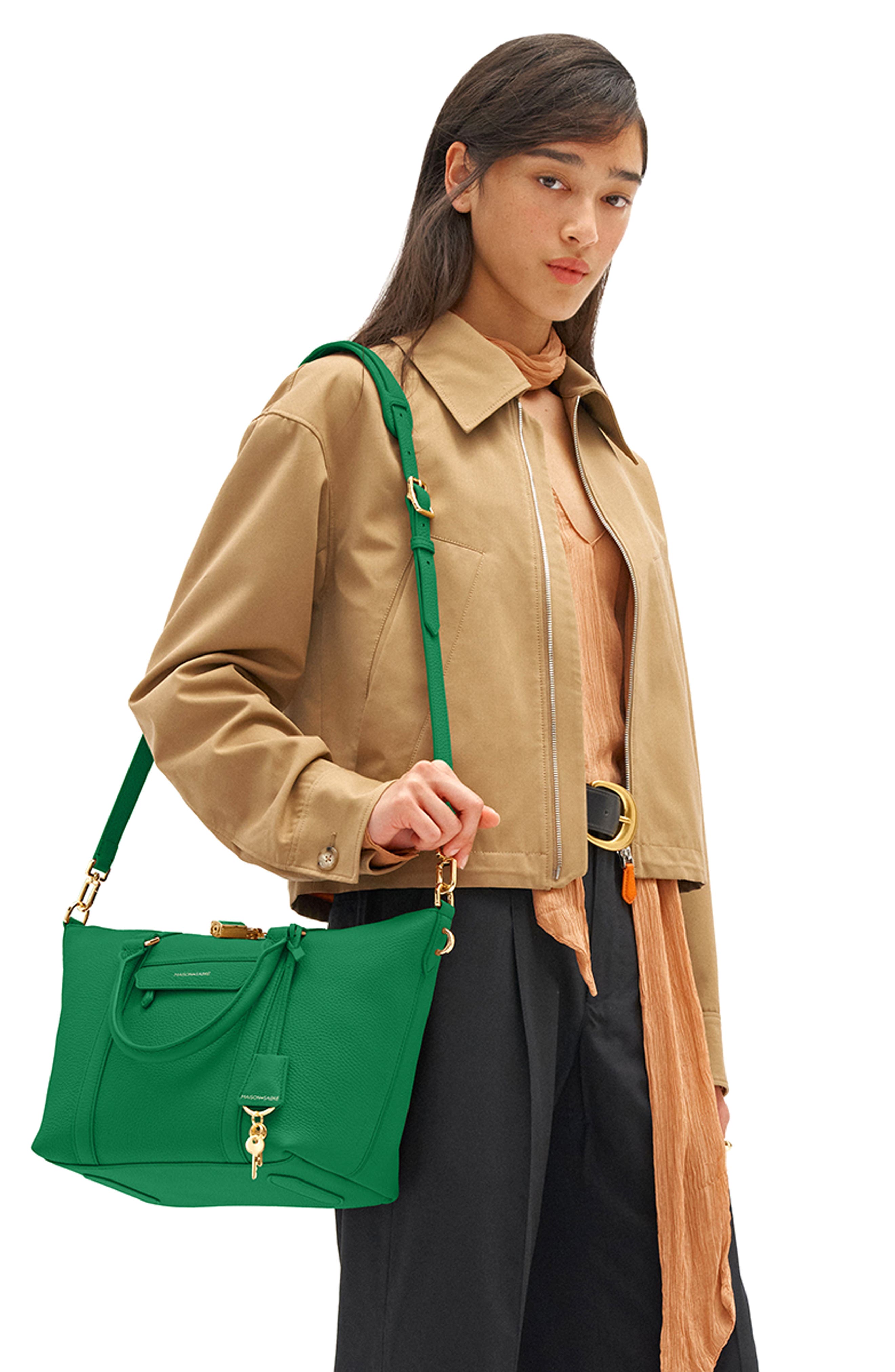 Small Leather Weekender, Alternate, color, Emerald Green
