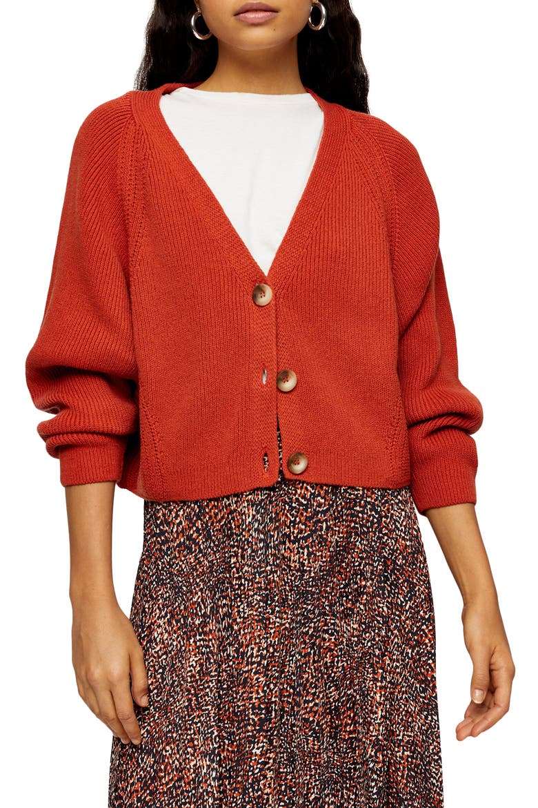 V-Neck Cropped Cardigan, Main, color, ORANGE