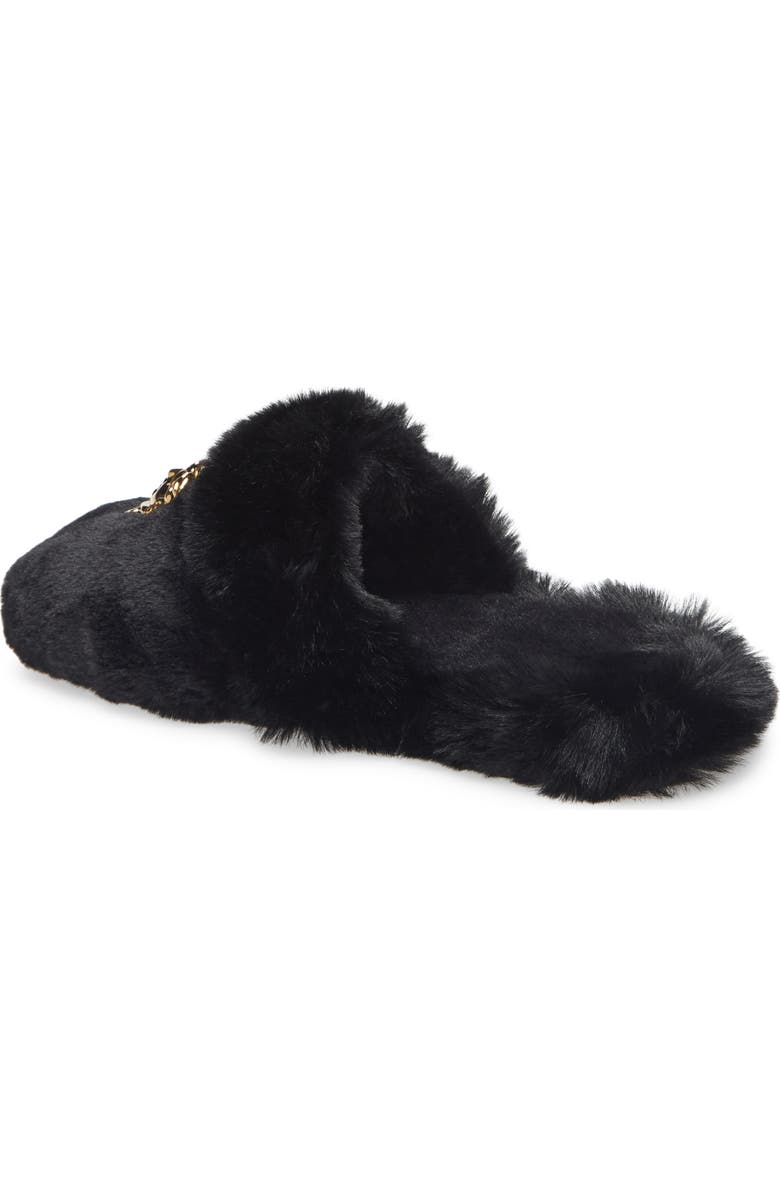 Versace Logomania Faux Fur Slipper, Alternate, color,