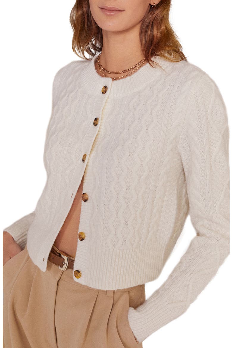 Wool & Cashmere Blend Cable Cardigan, Main, color, WHITE