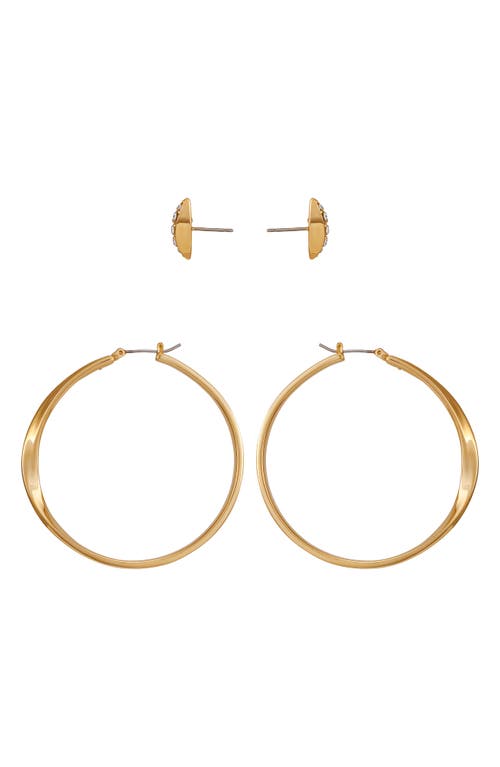 Vince Camuto Hoop And Stud Earring Set In Gold