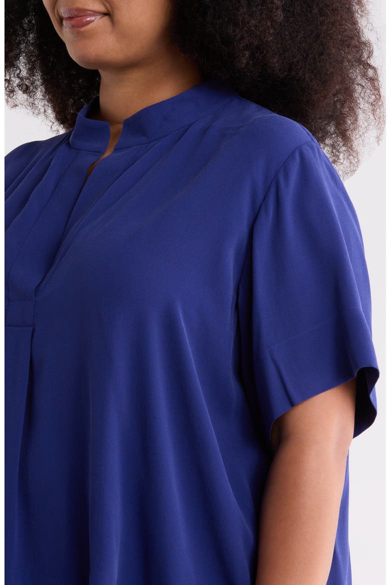 Split Neck Silk Short Sleeve Top, Alternate, color, INFTY