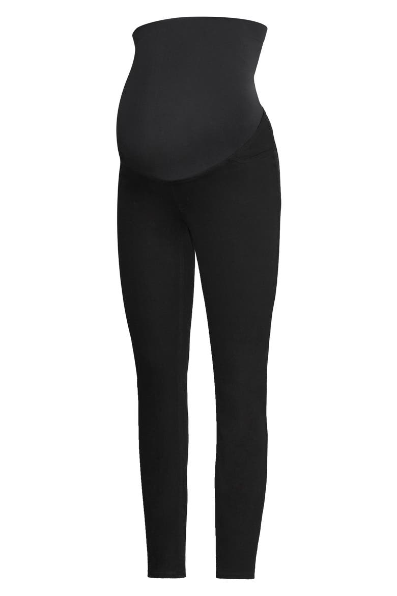 Mama Ankle Jean-ish Seamless Maternity Leggings, Main, color, BLACK