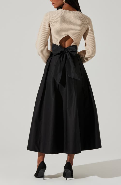 Astr The Label Eila Bow Back Wool Blend Crop Sweater In Neutral