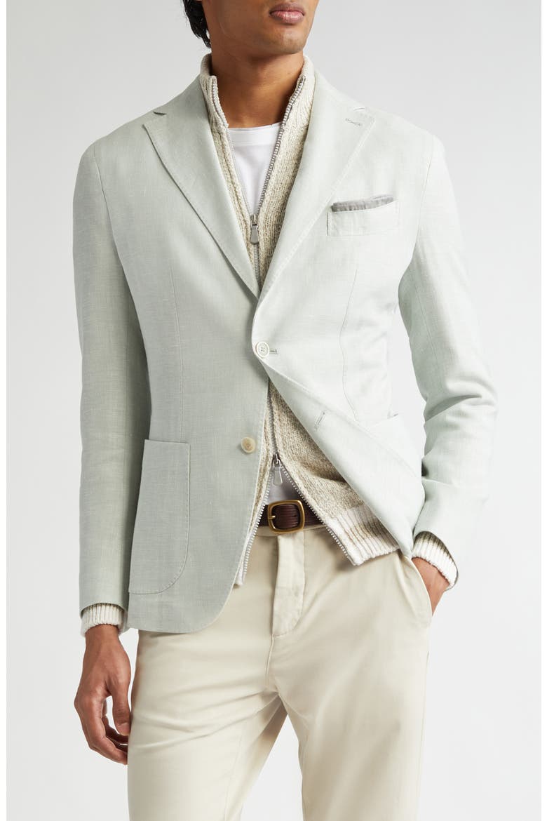 Unstructured Linen & Wool Blend Sport Coat, Main, color, 07 MILITARY GREEN