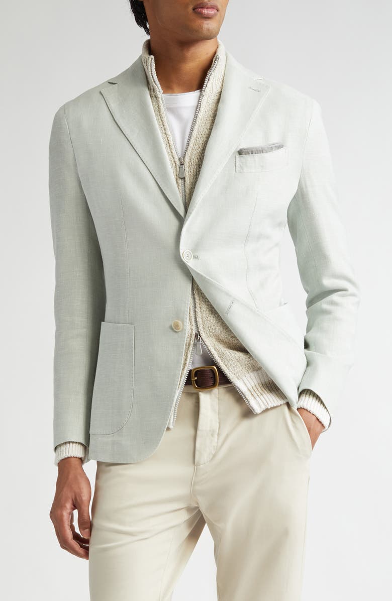 Eleventy Unstructured Linen & Wool Blend Sport Coat, Main, color, 07 Military Green