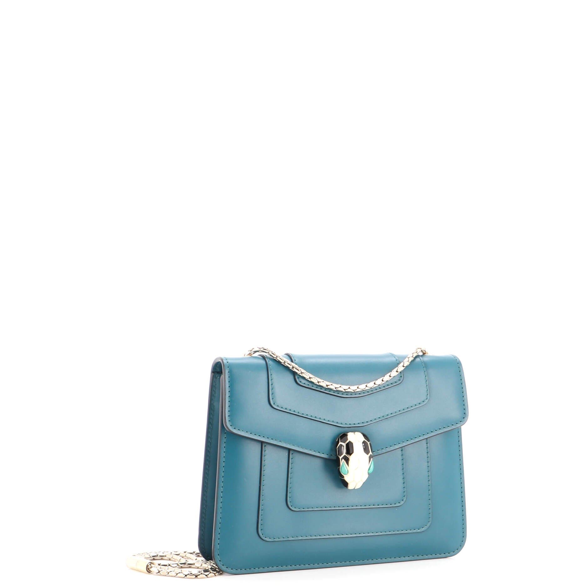 Serpenti Forever Square Shoulder Bag Leather Small, Alternate, color, Blue