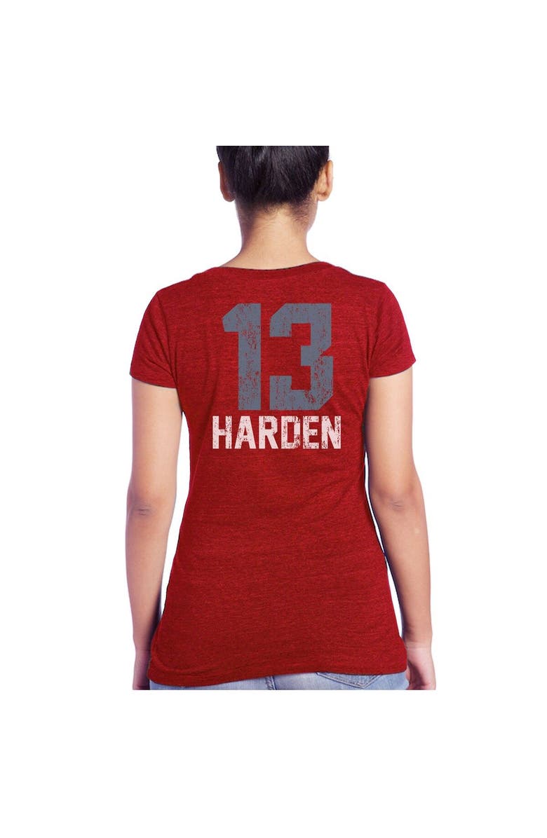 Majestic Threads Women's Majestic Threads James Harden Red Houston Rockets Name & Number Tri-Blend T-Shirt, Alternate, color,