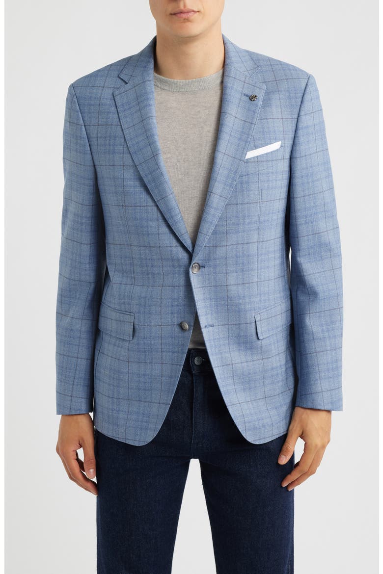 Hutson Slim Fit Plaid Wool Blend Sport Coat, Main, color, BLUE