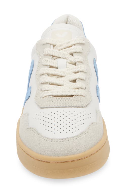 Veja Leather V-90 Sneakers In Extra-white Aqua Natural