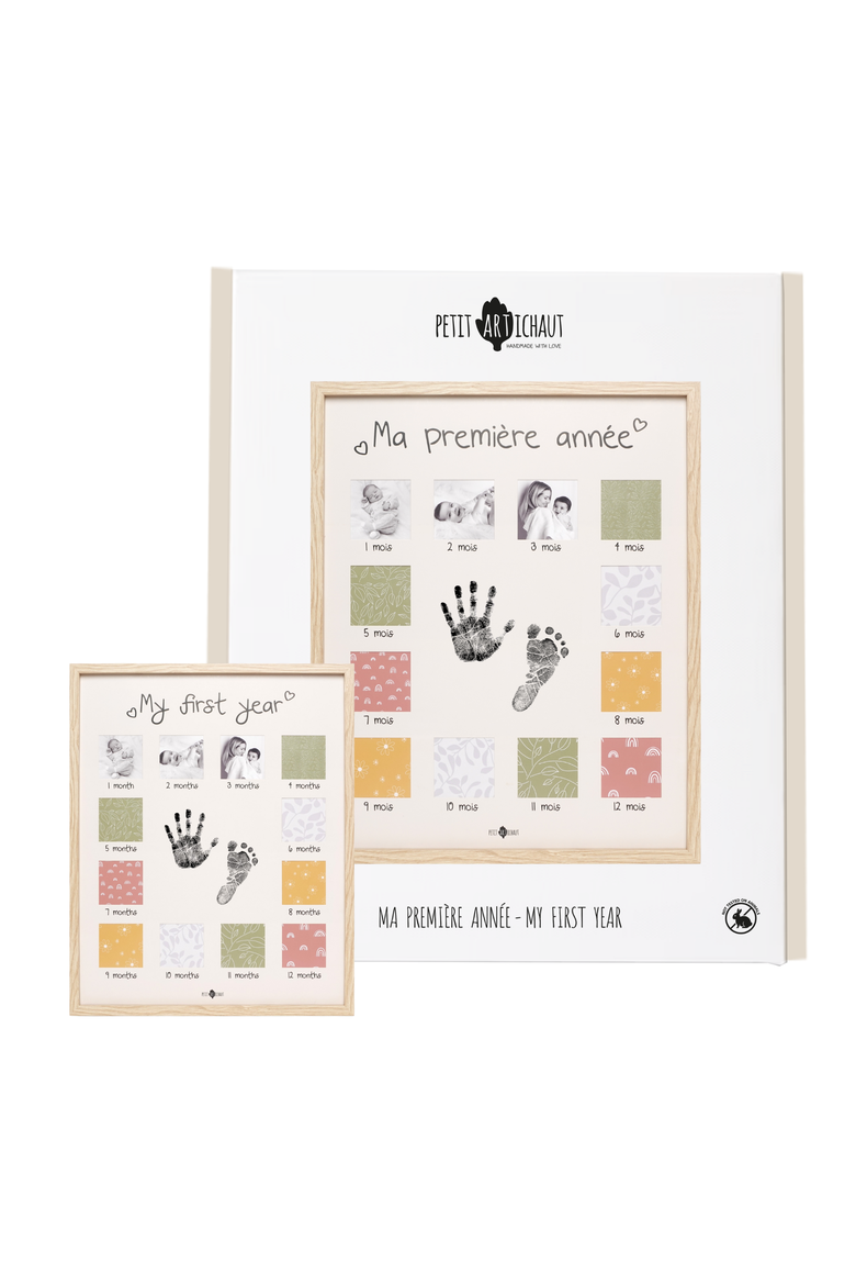My First Year Memory Frame - Clean Touch Inkless Hand & Footprint Keepsake Kit, Main, color, Beige