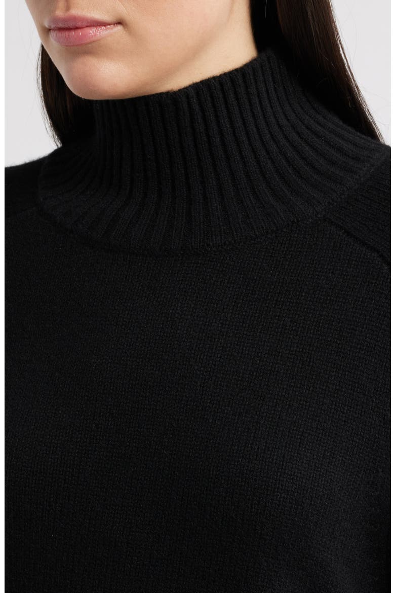 Brooke Crop Cashmere Turtleneck Sweater, Alternate, color, BLACK