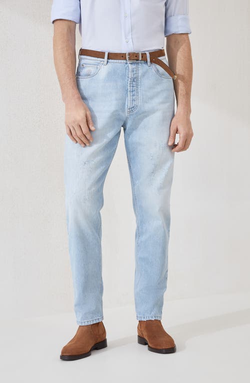 Brunello Cucinelli Denim Trousers With Rips In Blue