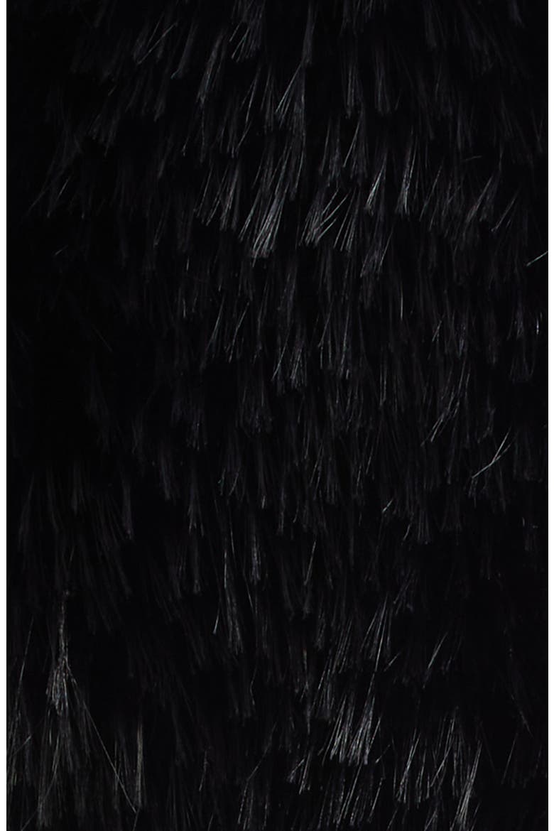 Textured Belted Faux Fur Bib, Alternate, color, BLACK