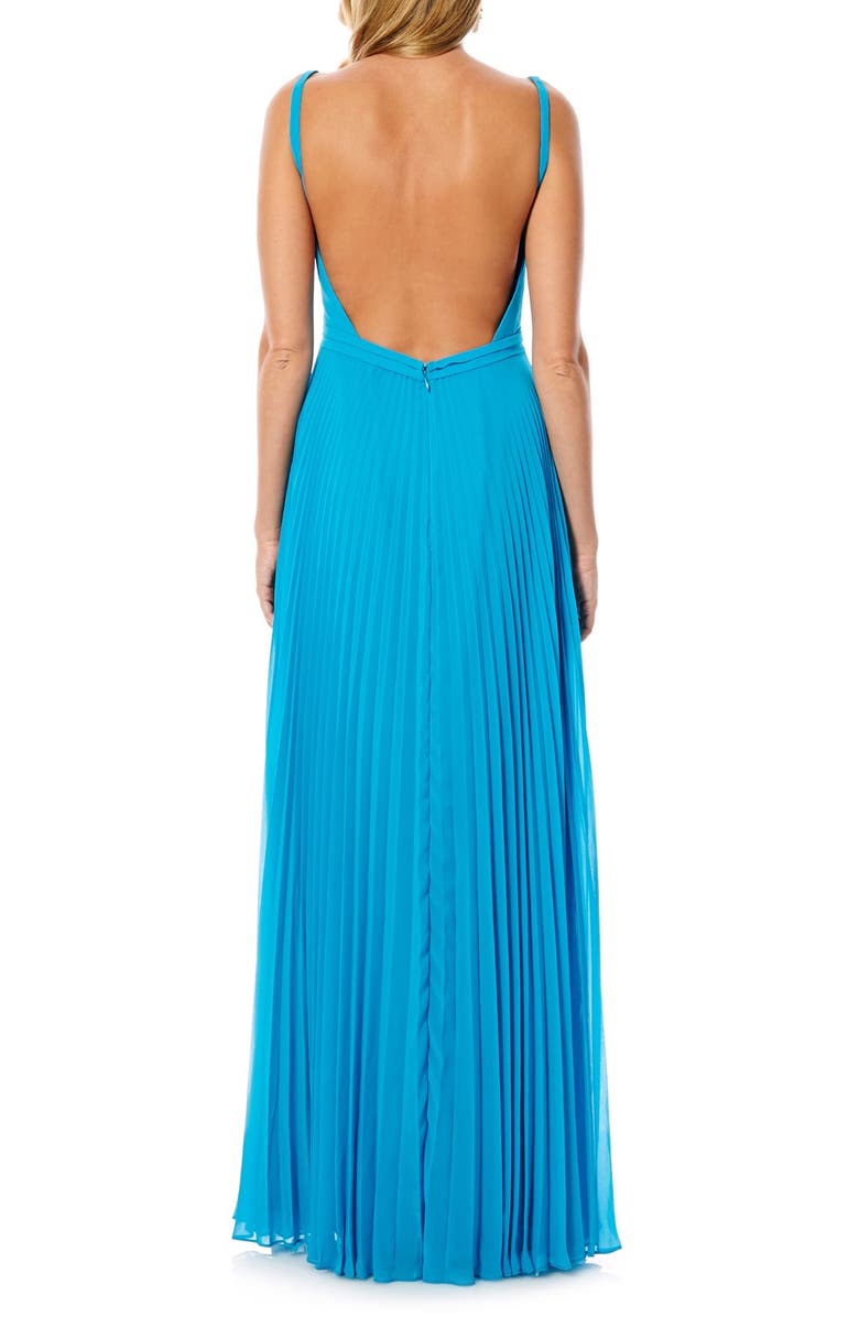 Laundry by Shelli Segal Open Back Pleat Chiffon Gown, Alternate, color, 