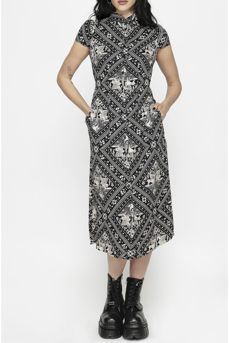 Hexweave Fitted Midi Shirt Dress, Main, color, Black