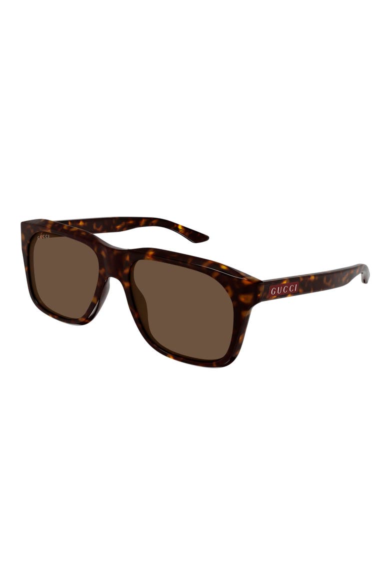 55mm Rectangular Sunglasses, Alternate, color, DARK HAVANA