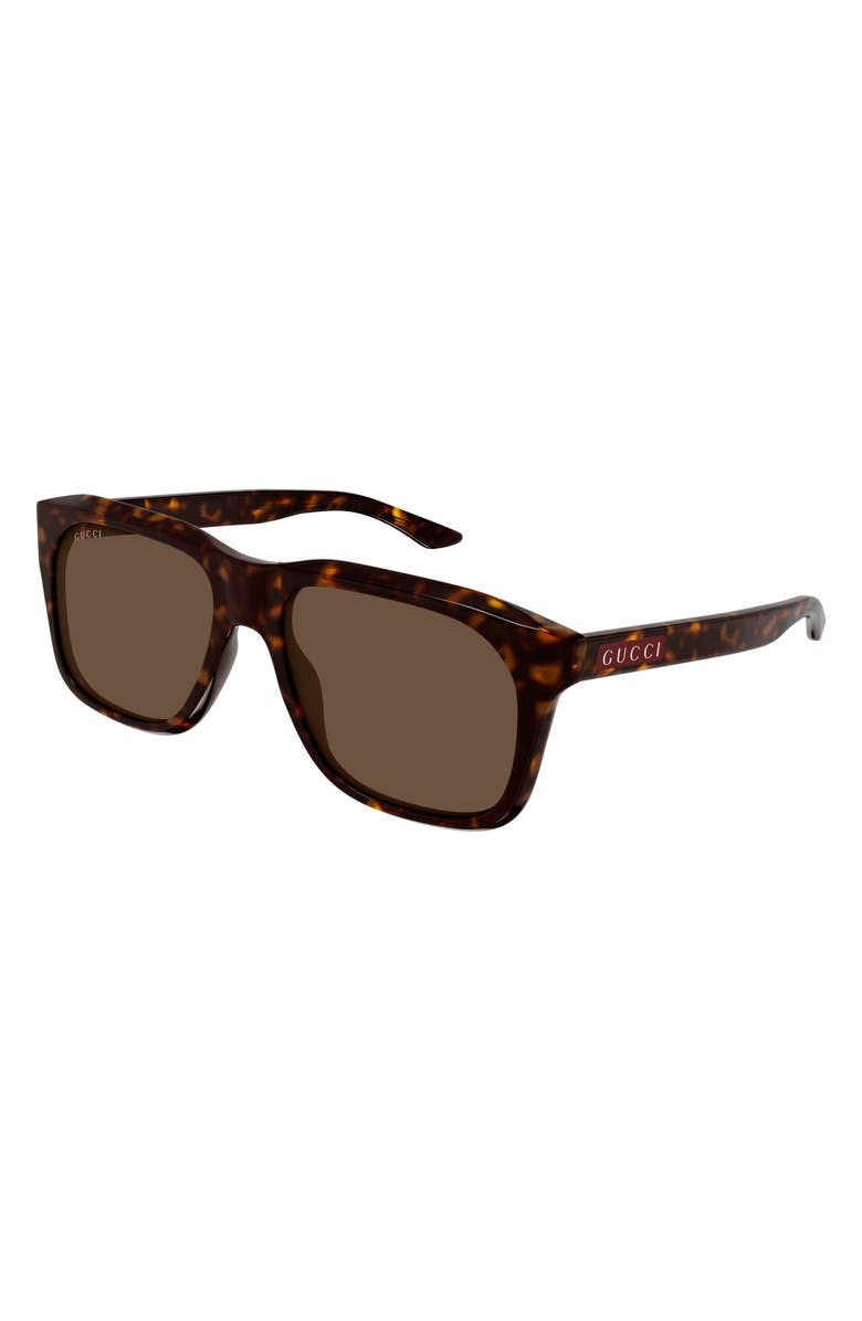 Gucci 55mm Rectangular Sunglasses, Alternate, color, Dark Havana