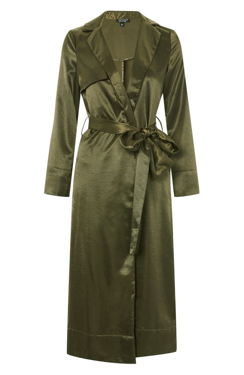 Topshop Belted Satin Duster Coat, Alternate, color, 