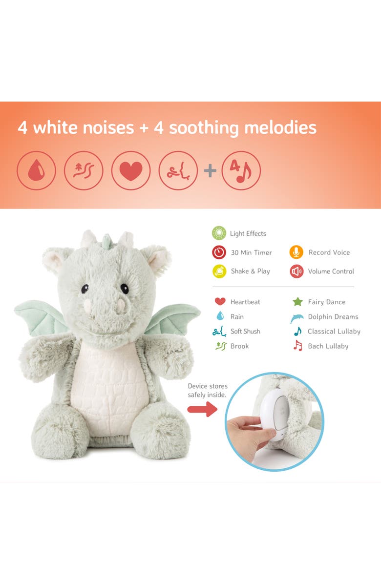 Cloud B Love Light Buddies - Rechargeable Plush Nightlight & Sound Soother for Baby Sleep, Alternate, color, Drake The Dragon