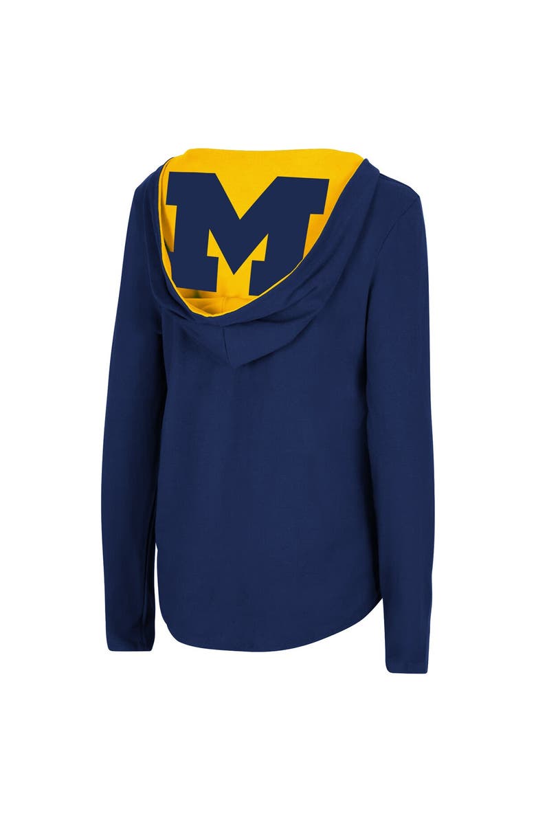 COLOSSEUM Women's Colosseum Navy Michigan Wolverines Catalina Hoodie Long Sleeve T-Shirt, Alternate, color, Navy