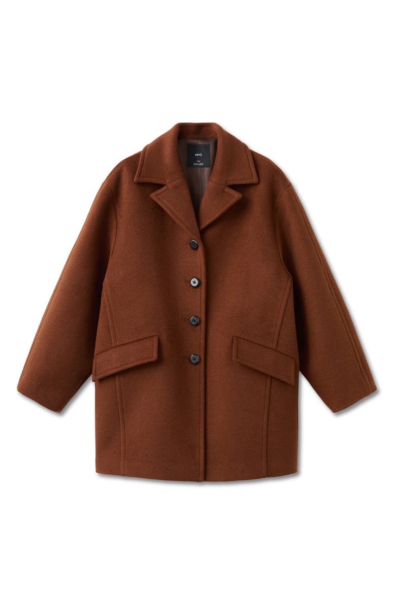 MANGO Wool Blend Coat, Alternate, color, Medium Brown