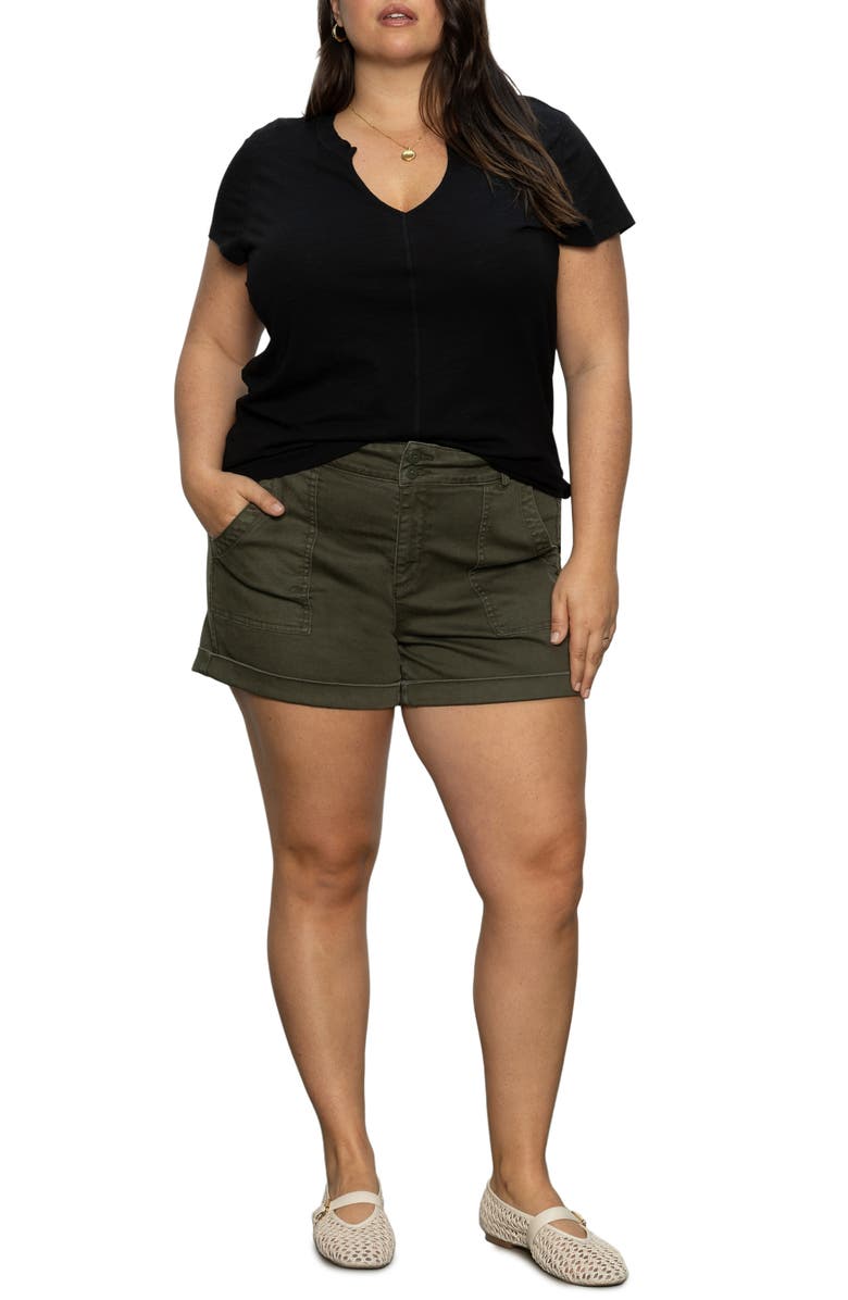 Sanctuary The New Girl Split Neck Cotton T-Shirt, Alternate, color, 