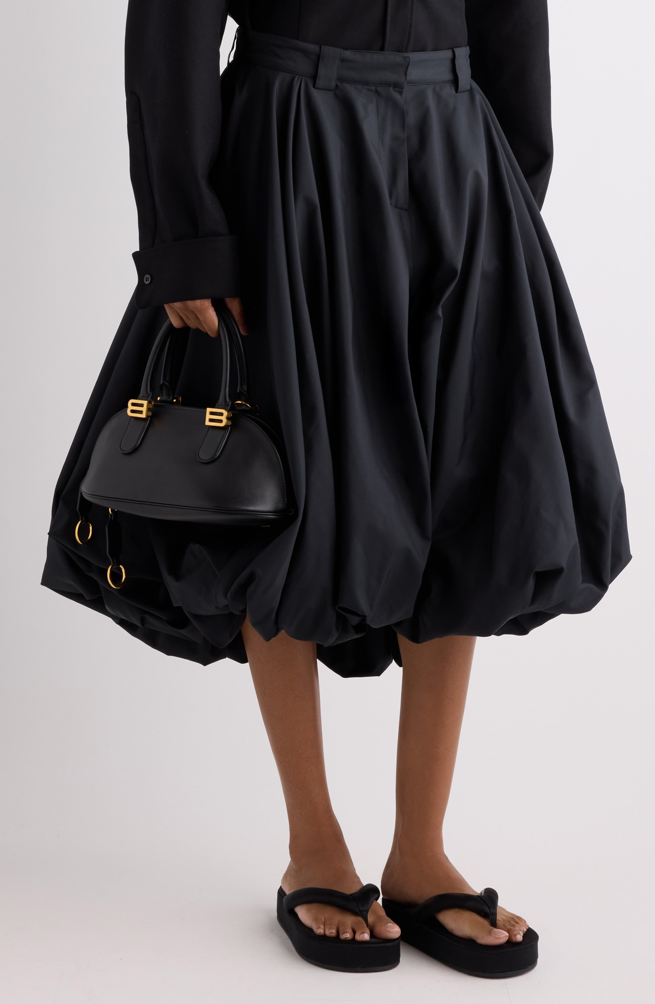 Balenciaga Mini Bolero Leather Bowling Bag, Alternate, color, Black/ Plum