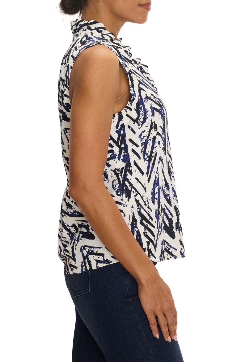 Crosshatch Ruffle Around Sleeveless Top, Alternate, color, INDIGO MULTI