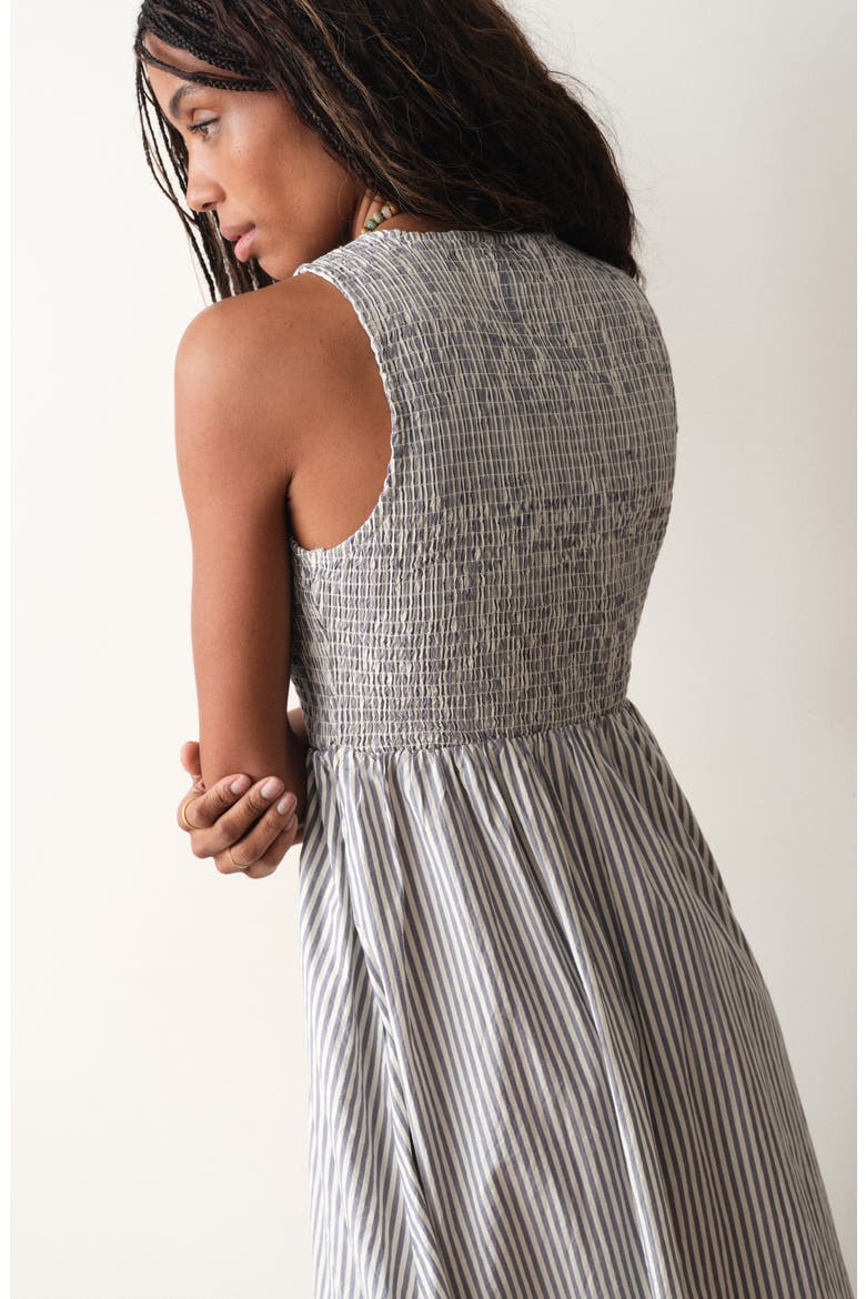 Darcy Sleeveless Smocked Midi Dress, Alternate, color, NAVY STRIPE