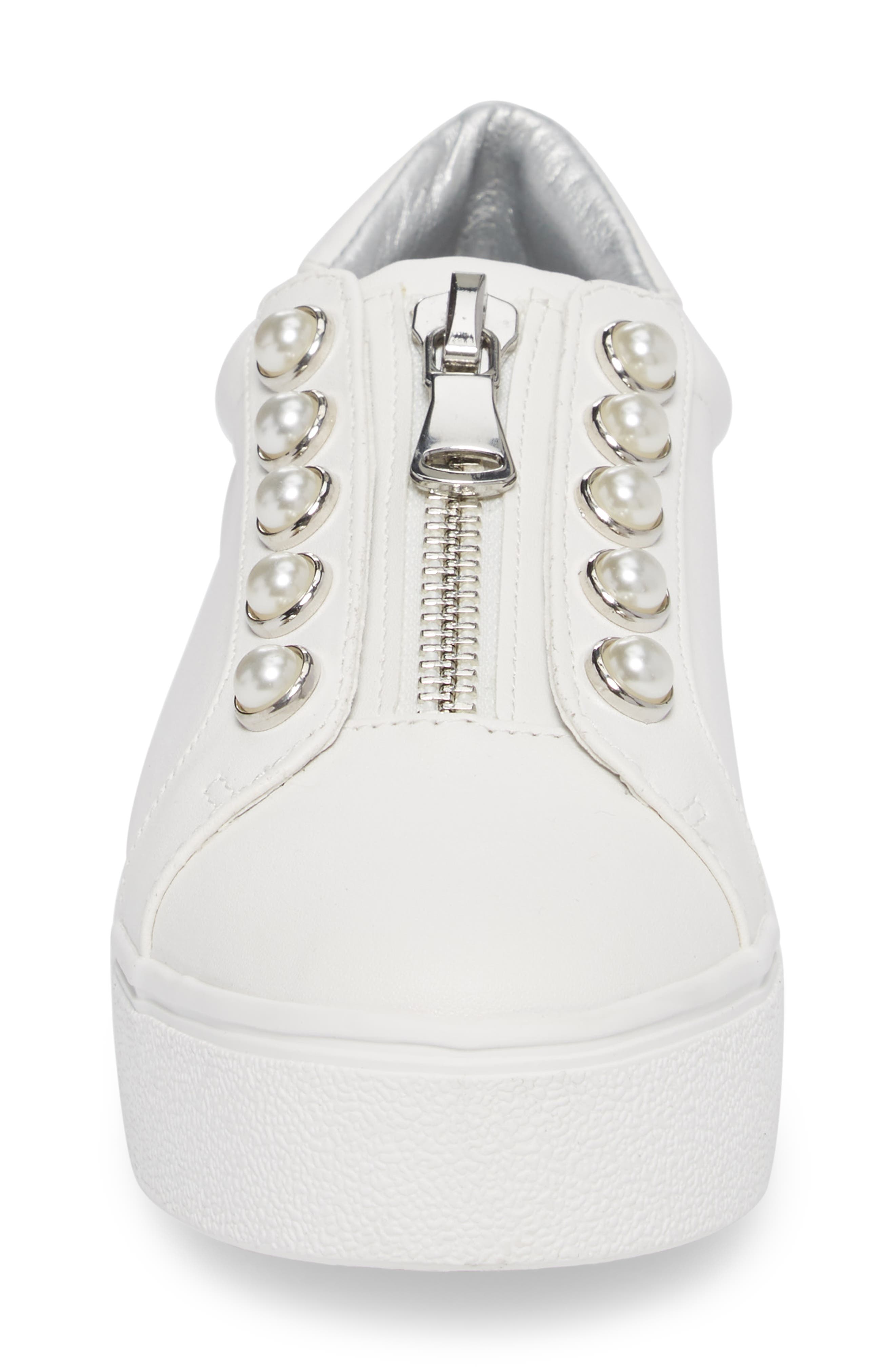 Lynn Embellished Platform Sneaker, Alternate, color, WHITE FAUX LEATHER