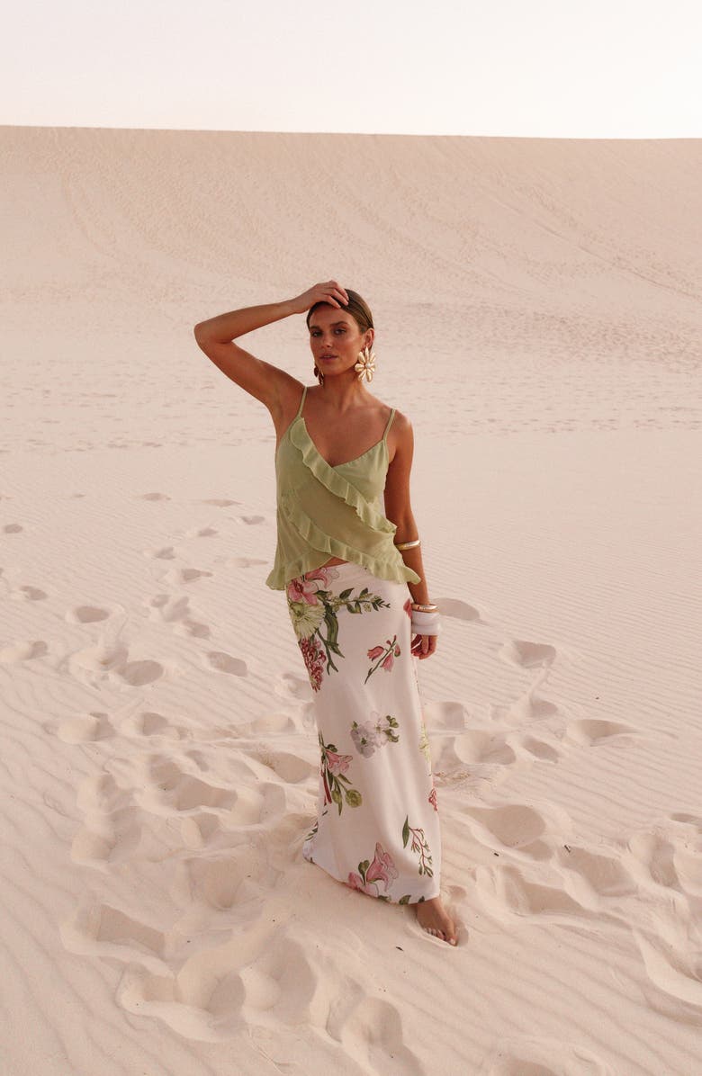 Petal & Pup Gabrielle Ruffle Semisheer Camisole, Alternate, color, Meadow Green