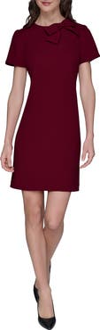 KARL LAGERFELD PARIS Bow Accent Scuba Crepe Sheath Dress
