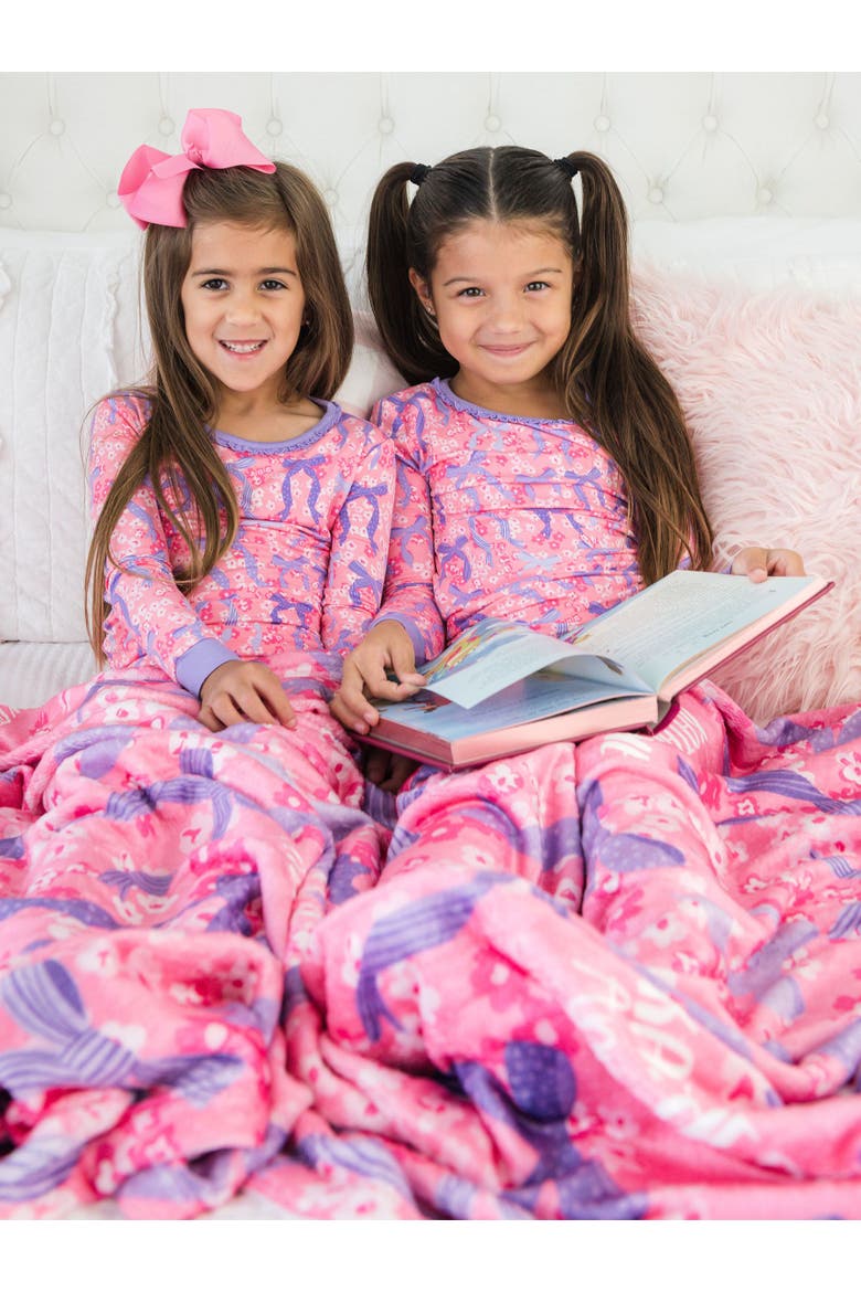 Ruffle Long Sleeve Pajama Set, Signature Rear Ruffles, Alternate, color, Bow Besties