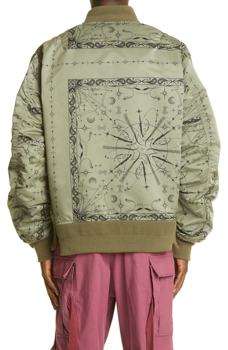 Sacai x Dr. Woo Bandana Print Bomber Jacket, Alternate, color,