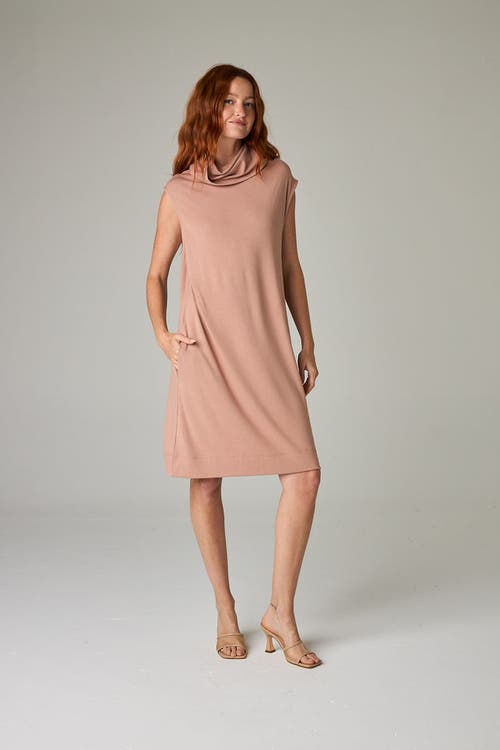 Eavolu Kakadu Eco-luxe Rib Sleeveless Funnel Neck Tunic/dress In Neutral